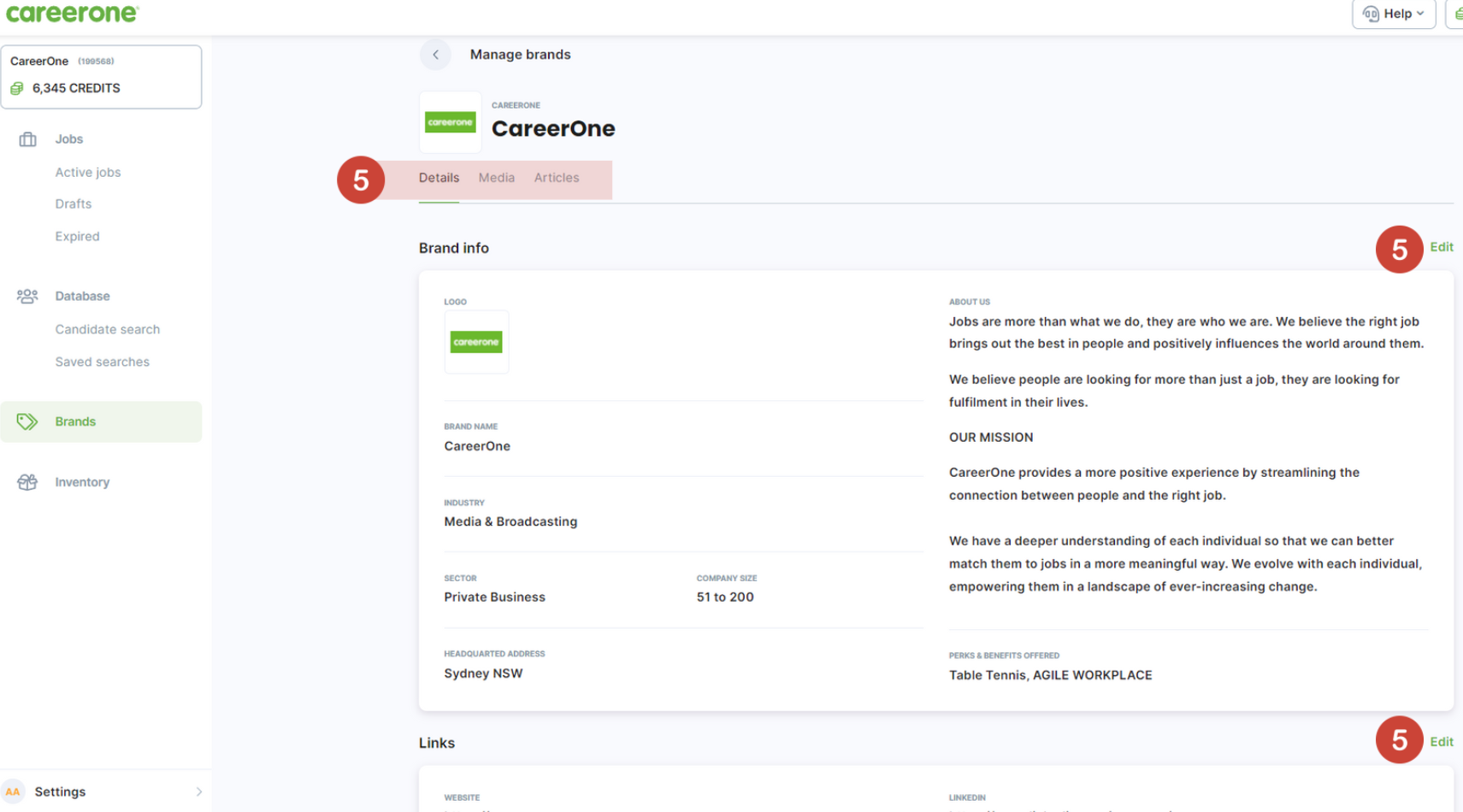 Managing brands on CareerOne CareerOne